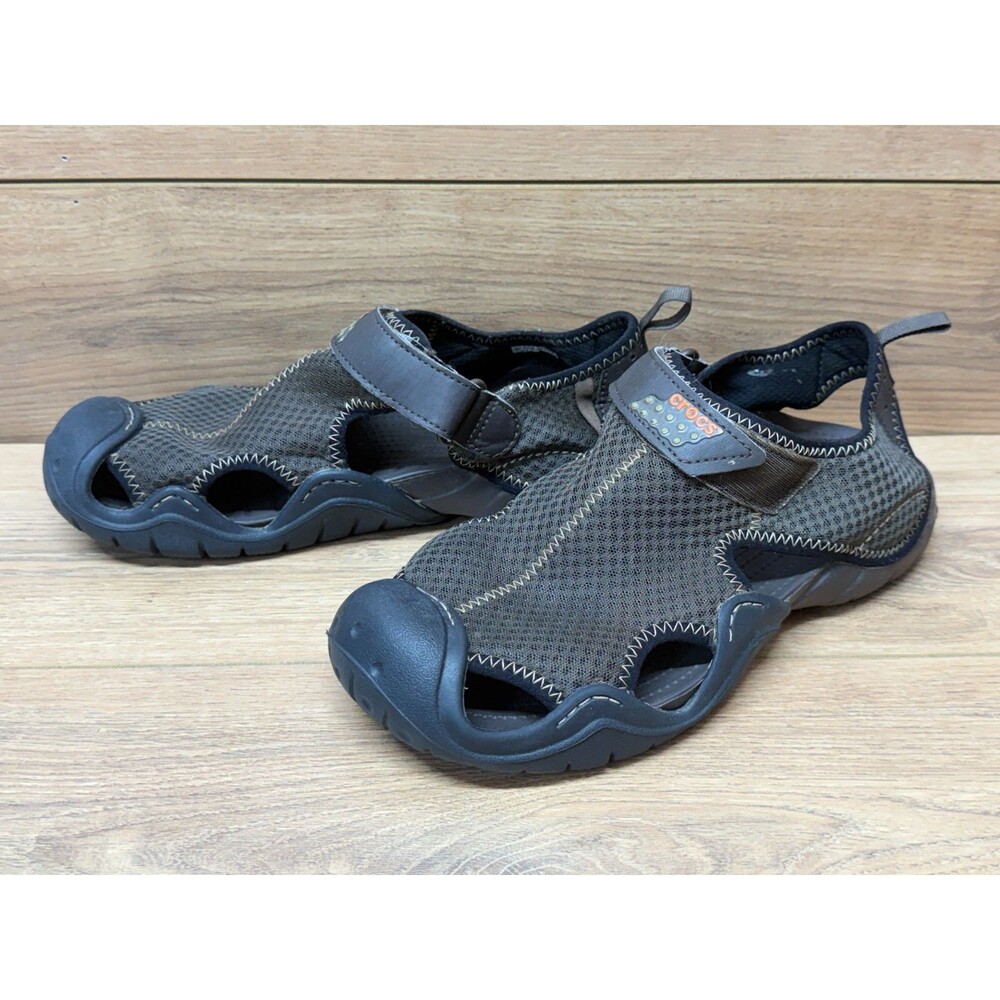 CROCS Swiftwater Mesh Sandals Mens 10 Brown Water Shoes Fishing Deck Sandals